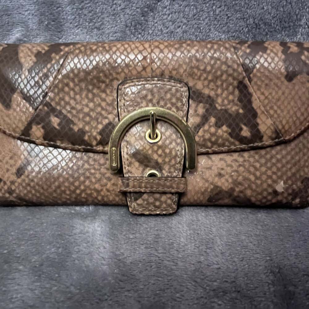 Coach Large Python Embossed Genuine Leather Walle… - image 2